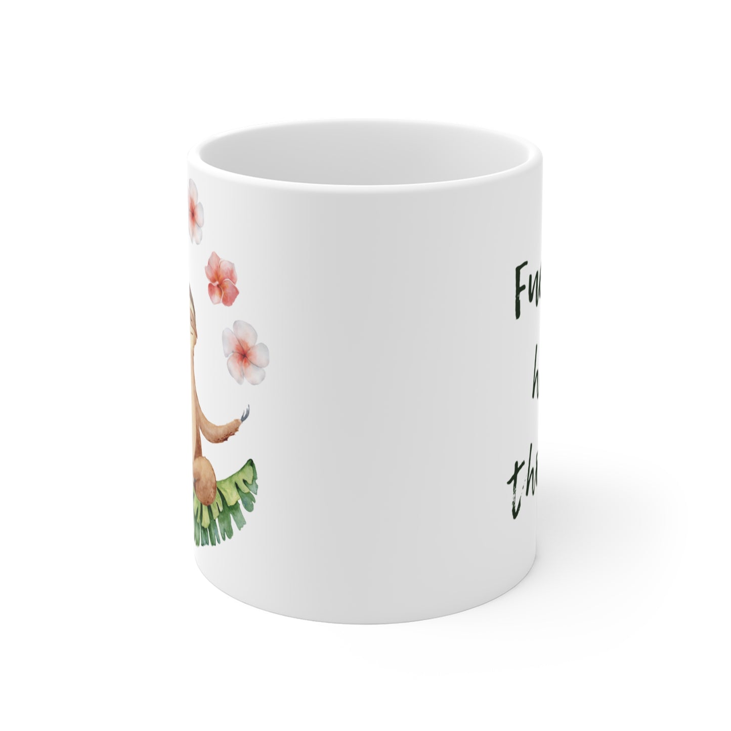 Relaxing Sloth Mug - 11oz Coffee Cup with Floral Design for Mindfulness Lovers