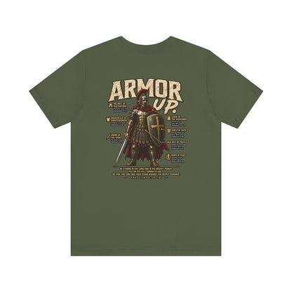 Armor Up T-Shirt — Christian Faith Warrior Tee with Scripture Reminders