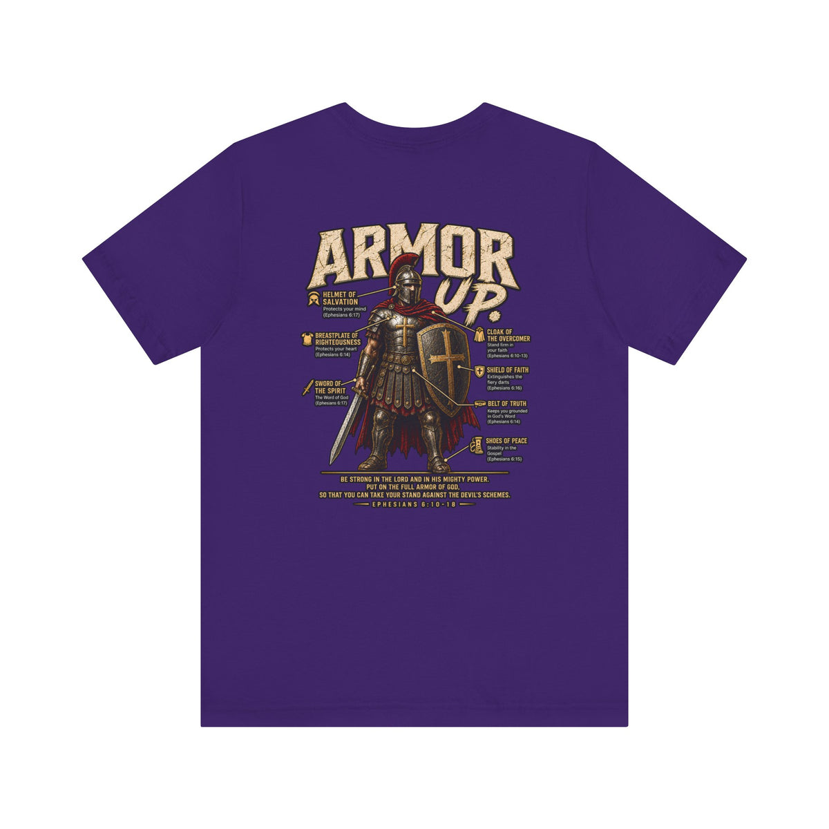 Armor Up T-Shirt — Christian Faith Warrior Tee with Scripture Reminders