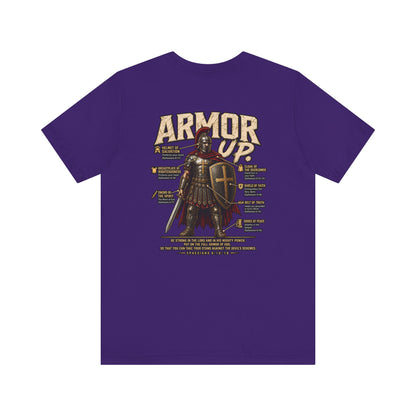 Armor Up T-Shirt — Christian Faith Warrior Tee with Scripture Reminders