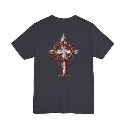 Christian Cross T-Shirt — Crown of Thorns Blood Drip Graphic Tee
