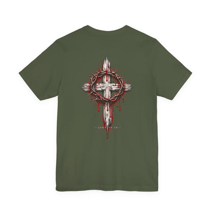 Christian Cross T-Shirt — Crown of Thorns Blood Drip Graphic Tee