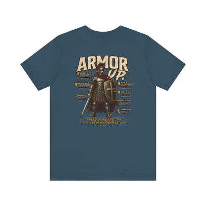 Armor Up T-Shirt — Christian Faith Warrior Tee with Scripture Reminders