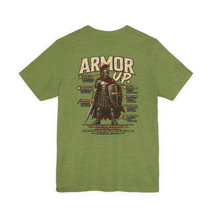 Armor Up T-Shirt — Christian Faith Warrior Tee with Scripture Reminders