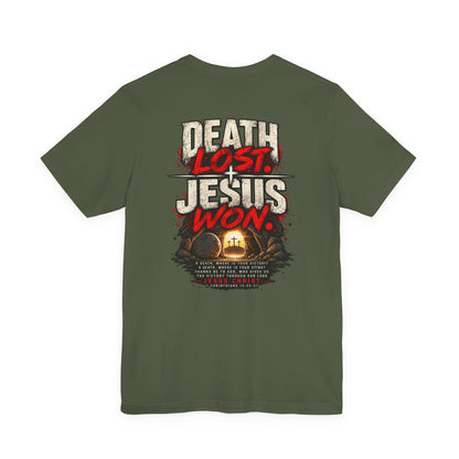 Jesus Won T-Shirt — 'Death Lost. Jesus Won.' Christian Tee