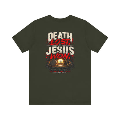 Jesus Won T-Shirt — 'Death Lost. Jesus Won.' Christian Tee