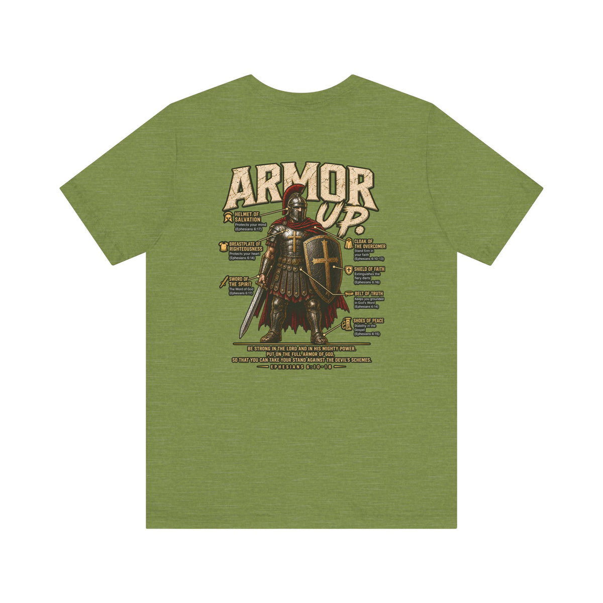 Armor Up T-Shirt — Christian Faith Warrior Tee with Scripture Reminders