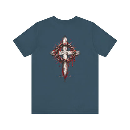 Christian Cross T-Shirt — Crown of Thorns Blood Drip Graphic Tee