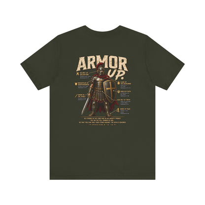 Armor Up T-Shirt — Christian Faith Warrior Tee with Scripture Reminders